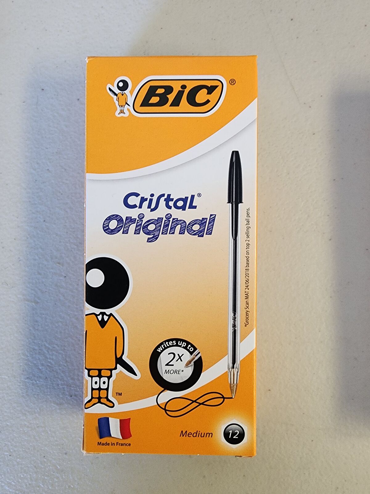 PEN BIC BP CRISTAL MED BLACK BX12