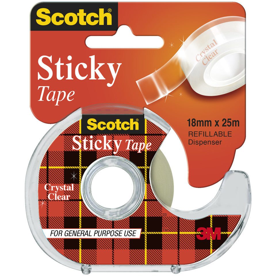 TAPE STICKY SCOTCH 502 18MMX 25M ON DISPENSER
