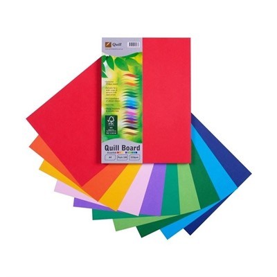 CARDBOARD QUILL A4 210GSM ASSORTED PK100