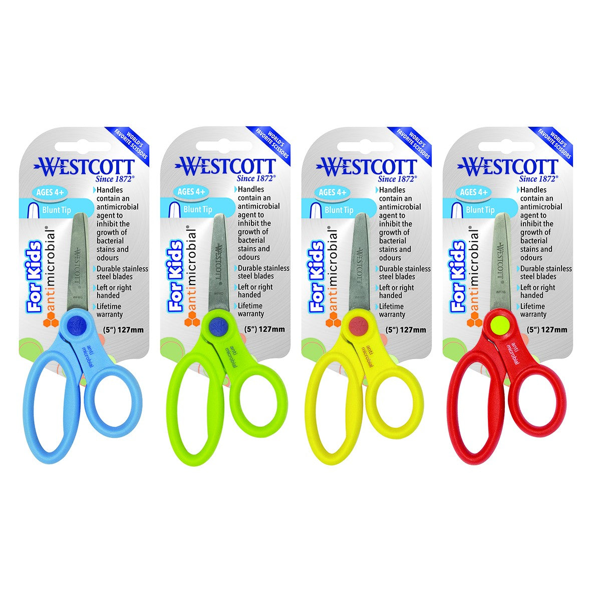 WESTSCOTT KIDS 127MM BLUNT ANTI-MICROBIAL SCISSORS