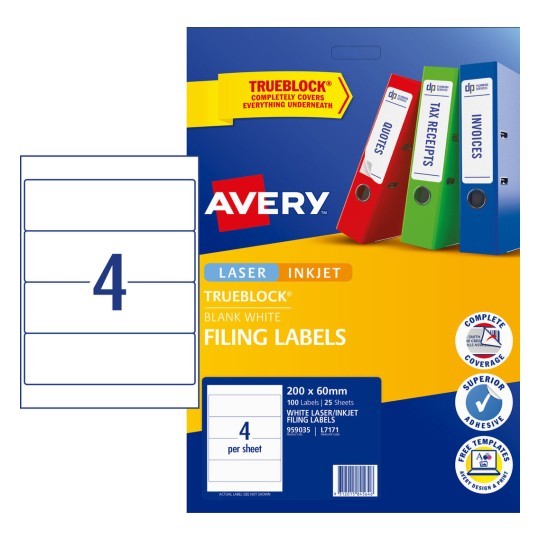 LABEL AVERY LASER L7171 L/ARCH 4UP PK 25