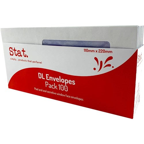 ENVELOPES STAT PEEL & SEAL WINDOW FACE 100