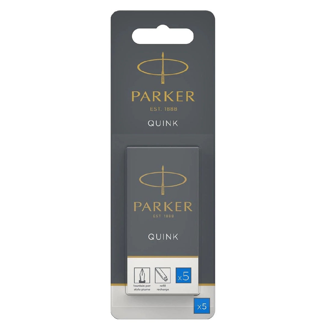 INK CARTRIDGE PARKER PERMANENT BLUE PK 5