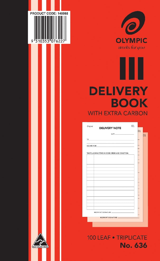 DELIVERY BOOK OLYMPIC 636 TRIPLICATE 8X5 100LF