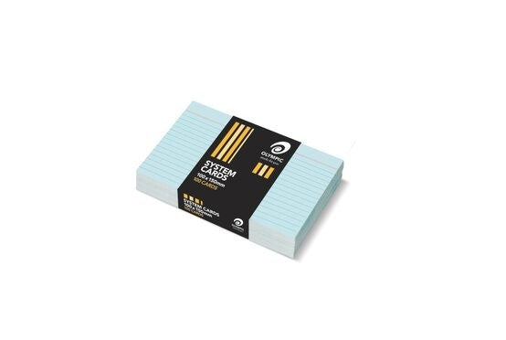 SYSTEM CARDS OLYMPIC 6X4 RULED BLUE PK100