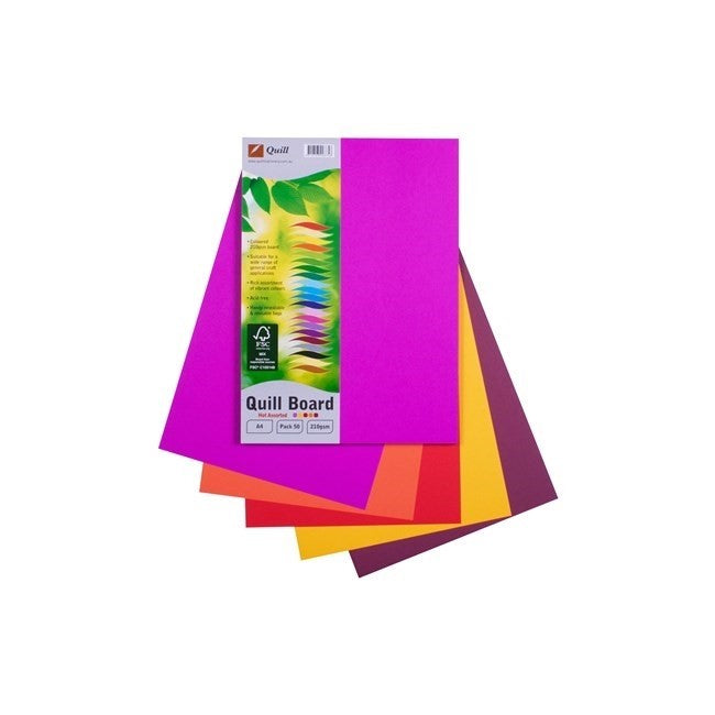 CARDBOARD QUILL A4 210GSM HOT ASST PK50