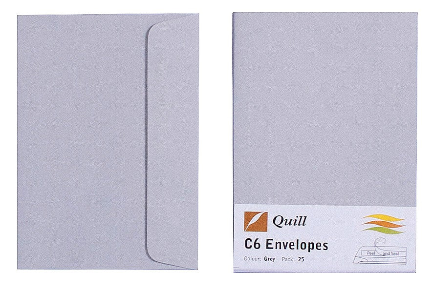 ENVELOPE QUILL C6 80GSM GREY PACK25