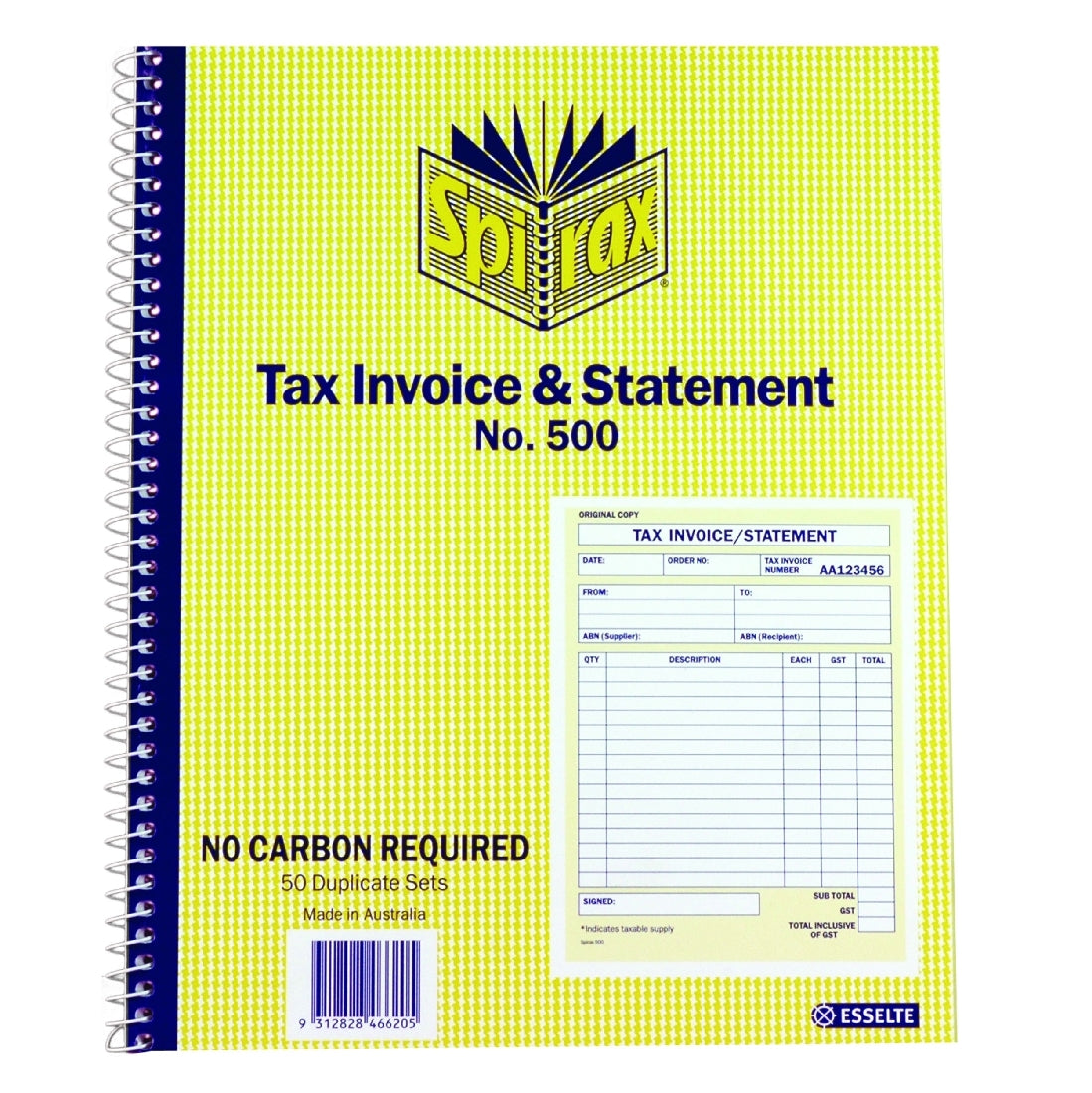 SPIRAX INVOICE STATMENT BOOK 500 DUPLICATE 10X8 50LF