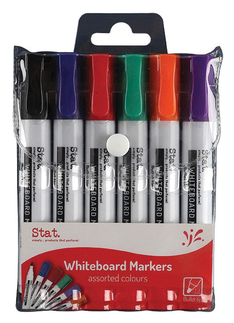 MARKER WHITEBOARD STAT 2.0MM BULLET NIB ASST WLT6