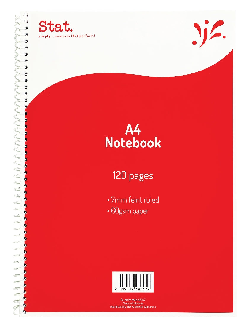 NOTEBOOK STAT A4 60GSM 7MM RULING BOARD COVER RED 120PG