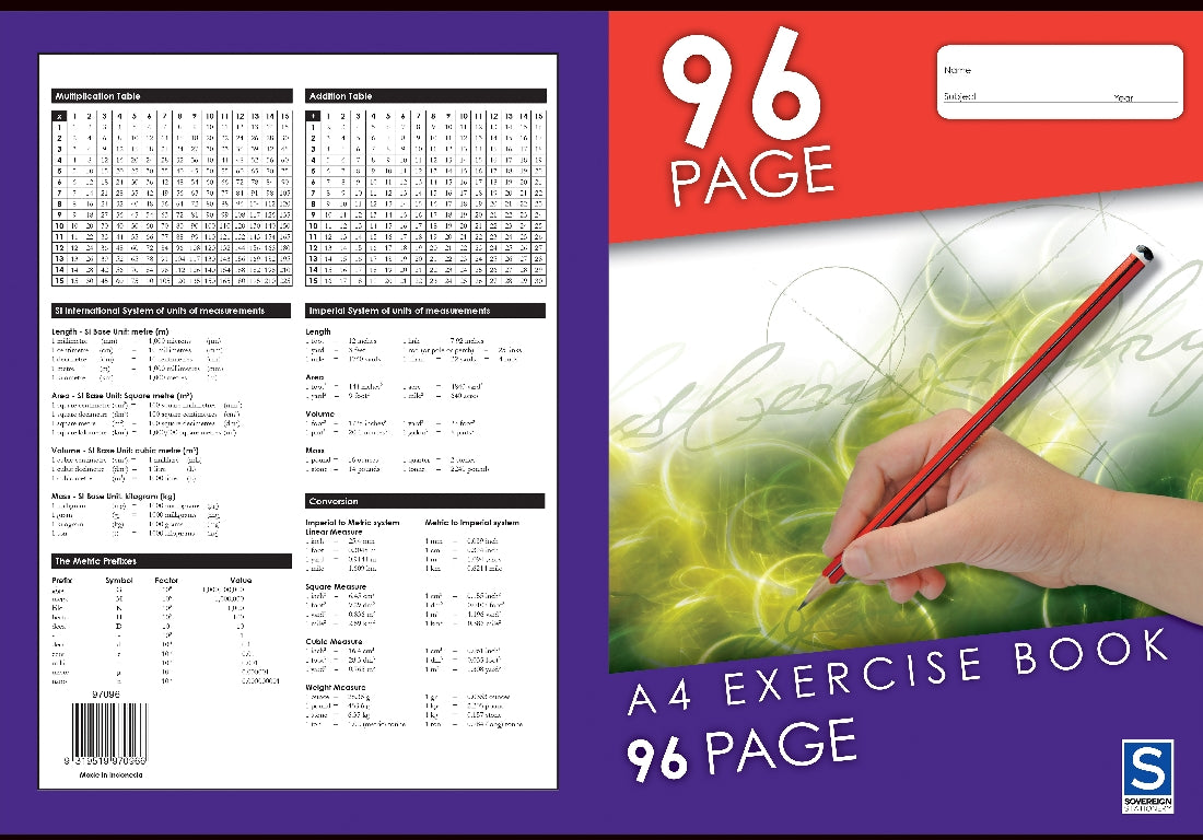 EXERCISE BOOK GNS A4 8MM RULED 96PG