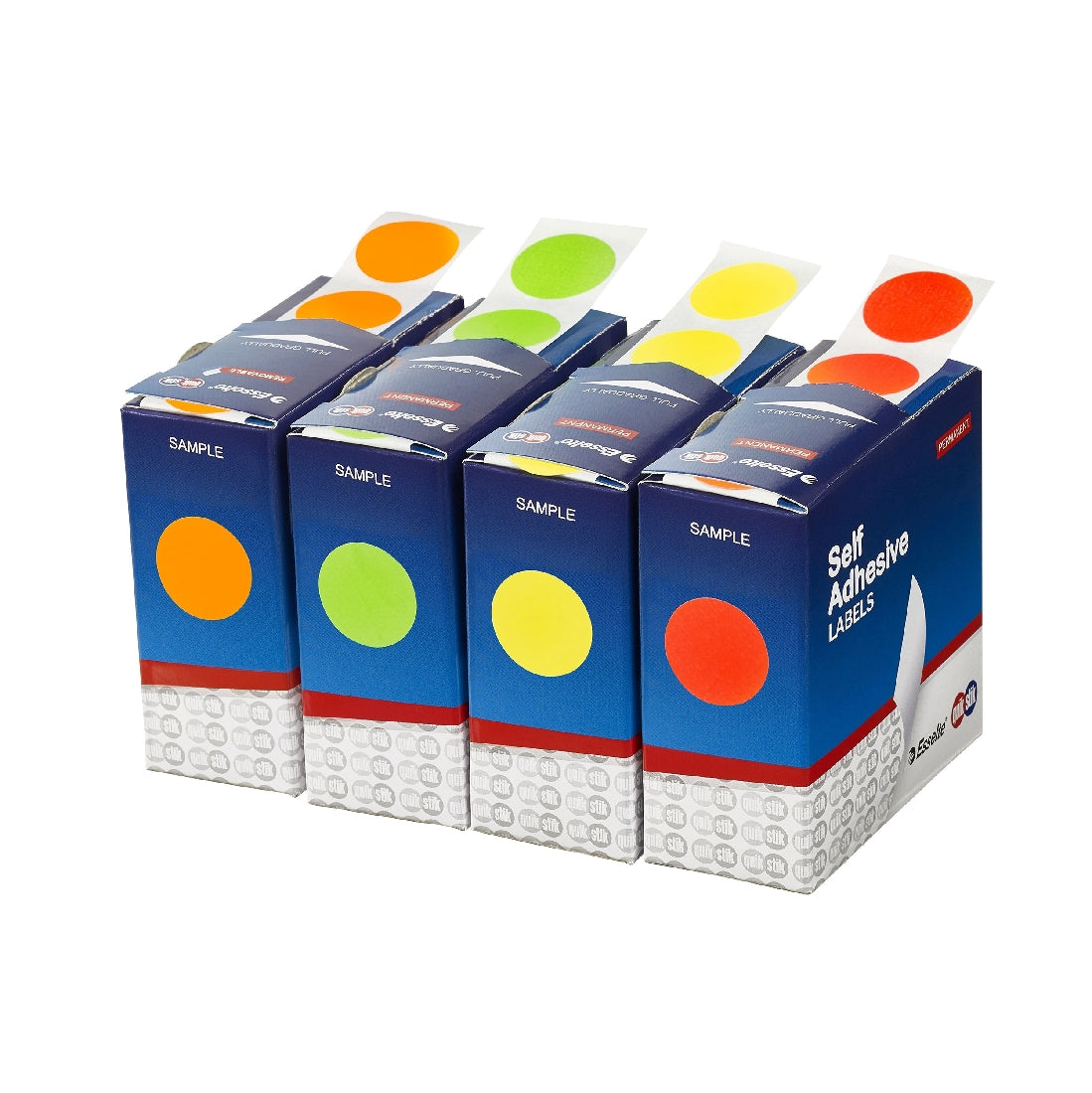 LABEL QUIK STIK DISP 24MM FLUORO YELLOW DOT