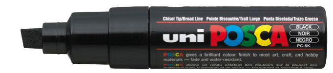 MARKER UNI POSCA PC8K CHISEL TIP [CL:BLACK]