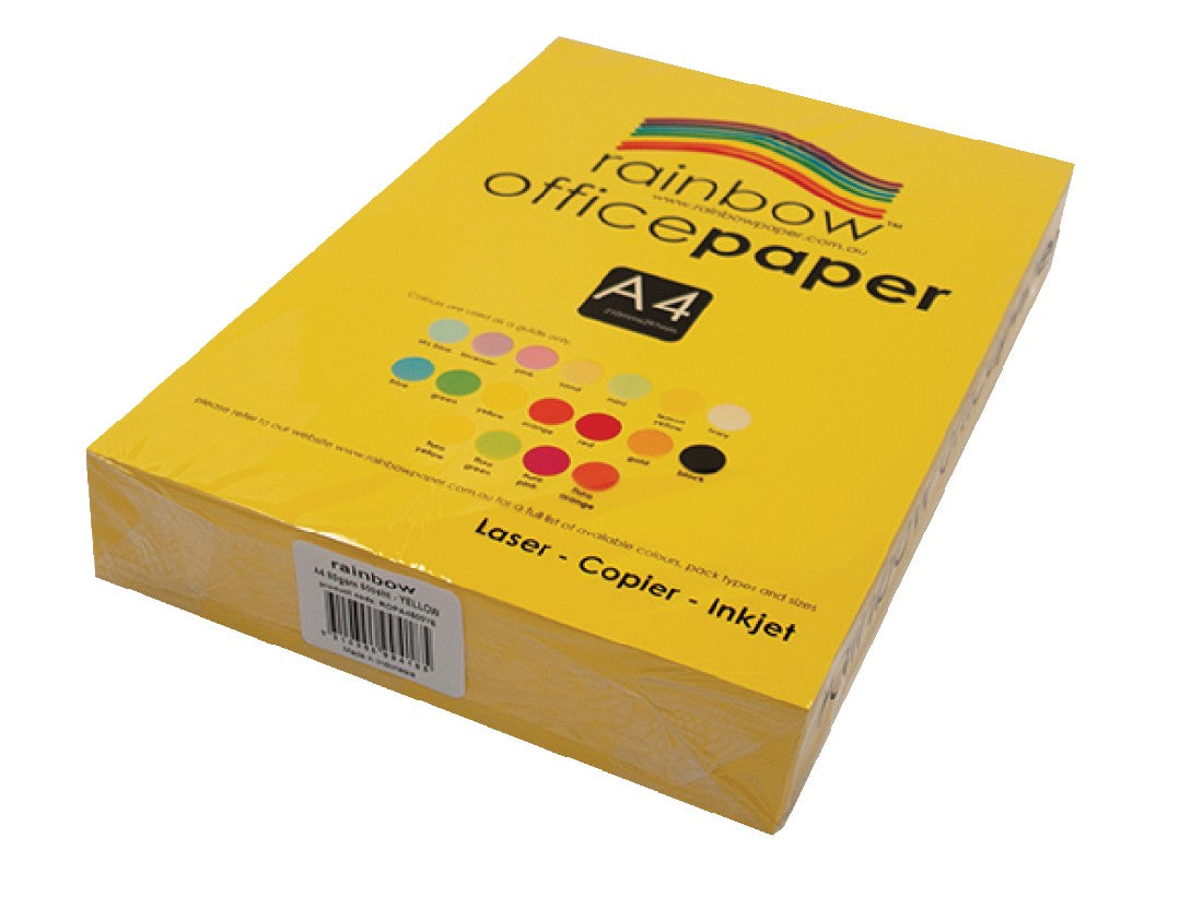 COPY PAPER RAINBOW A4 80GSM OFFICE BRIGHT PK500 [CL:YELLOW]