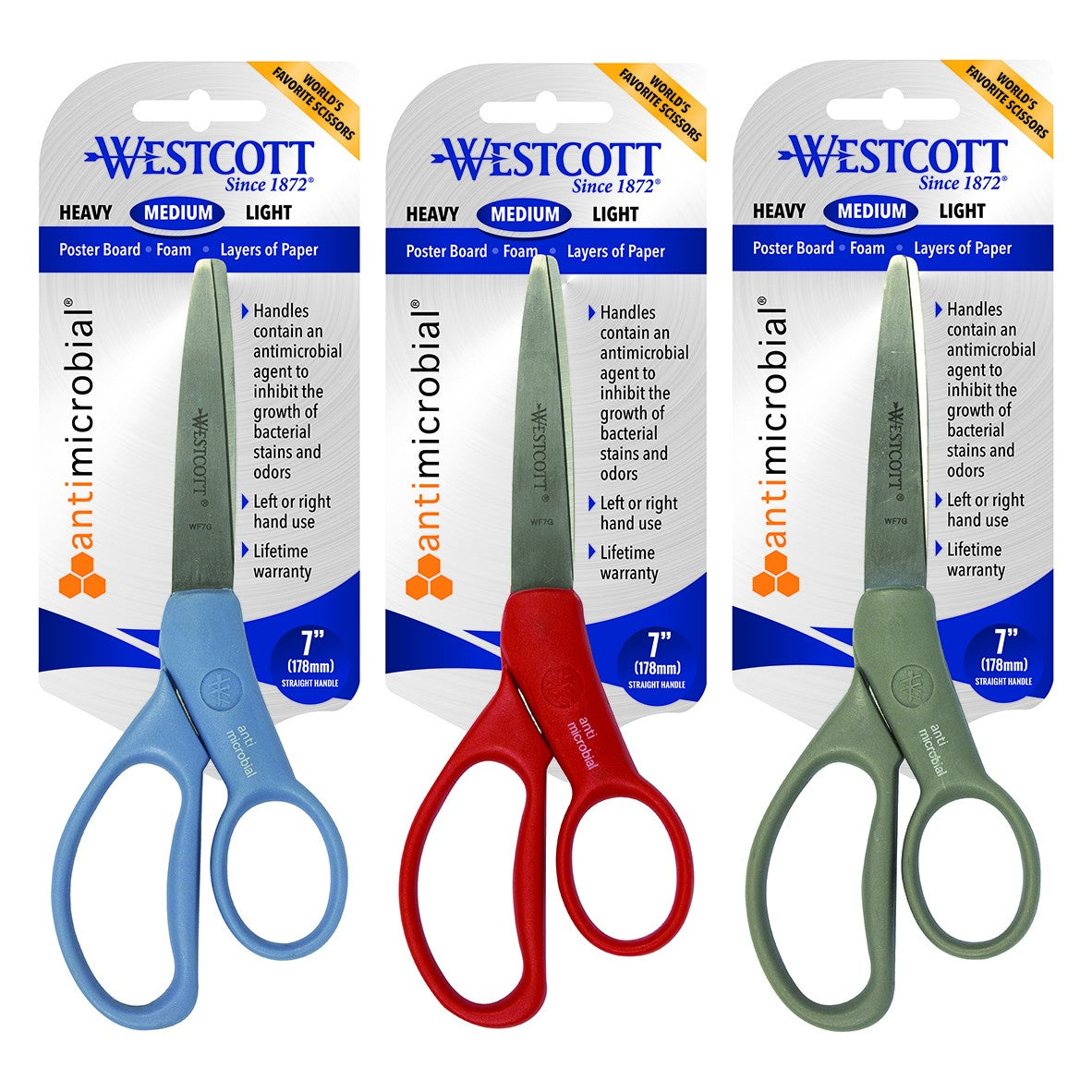 WESTSCOTT STUDENT SCISSORS ANTI-MICROBIAL [SZ:178MM]