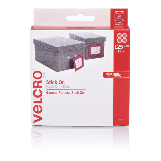 HOOK FASTENERS VELCRO 25MM DOTS WHITE 125'S
