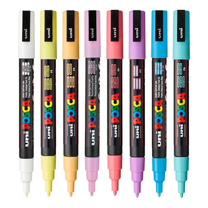 MARKER UNI POSCA PC3M BULLET TIP SOFT COLOURS ASST WALLET 8