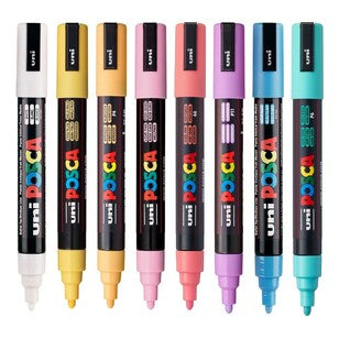 MARKER UNI POSCA PC5M 2.5MM BULLET TIP PASTEL ASST WALLET8