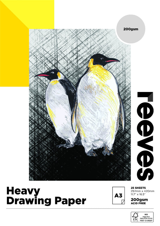DRAW PAD REEVES A3 200GSM HEAVY 200GSM FSC MIX CREDIT 25 SHEETS