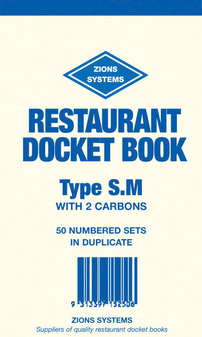 DOCKET BOOK ZIONS RESTAURANT SM SMALL