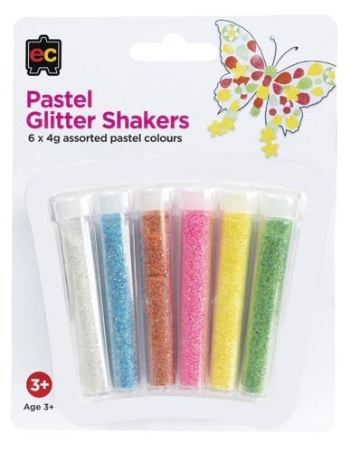EDUCATIONAL COLOURS PASTEL GLITTER SHAKER PACK 6