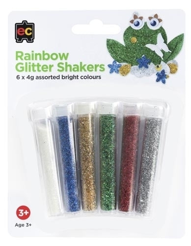 EDUCATIONAL COLOURS RAINBOW GLITTER SHAKER PACK 6