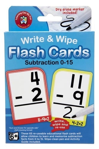 LEARNING CAN BE FUN WRITE & WIPE FLASH CARDS- SUBTRACTION