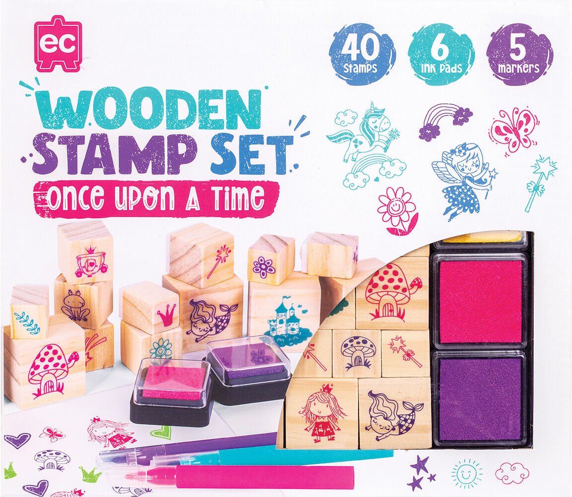 EDUCATIONAL COLOURS WOODEN STAMP SET 51PC ONCE UPON A TIME
