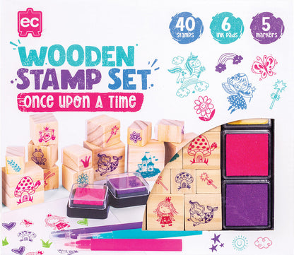 EDUCATIONAL COLOURS WOODEN STAMP SET 51PC ONCE UPON A TIME