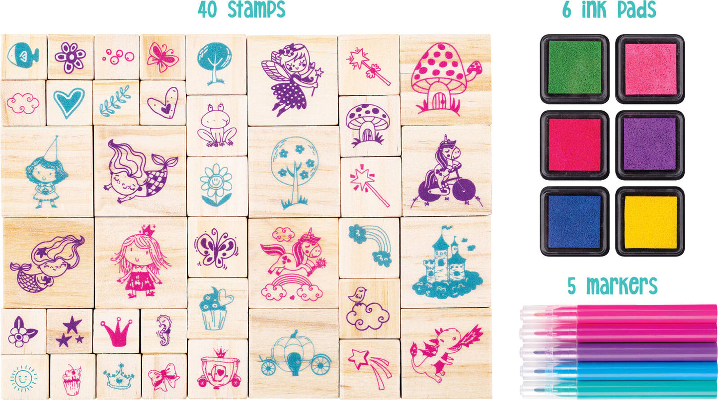 EDUCATIONAL COLOURS WOODEN STAMP SET 51PC ONCE UPON A TIME