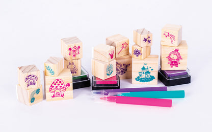 EDUCATIONAL COLOURS WOODEN STAMP SET 51PC ONCE UPON A TIME