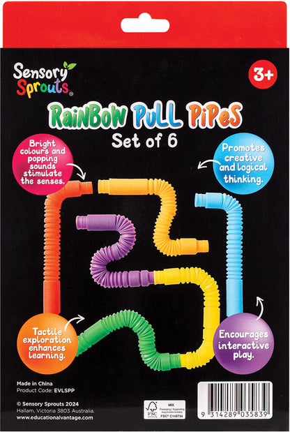 SENSORY SPROUTS RAINBOW PULL PIPES SET 6