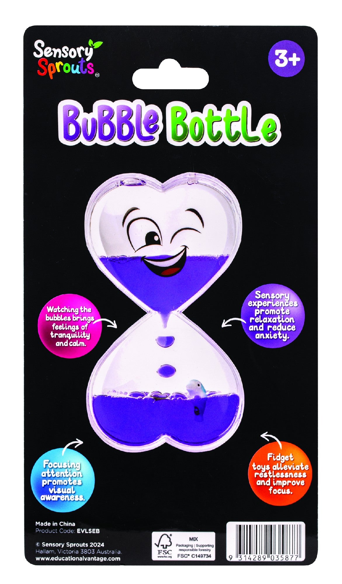 SENSORY SPROUTS BUBBLE BOTTLE PURPLE