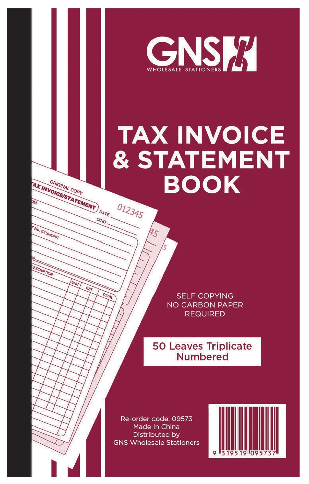 INVOICE/STATEMENT BOOK GNS 9573 8X5 TRIPLICATE CARBONLESS 50LF