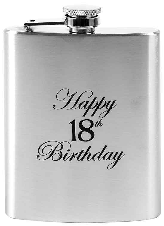 HIP FLASK MATTE  210ML [DE:HAPPY 18TH BIRTHDAY]