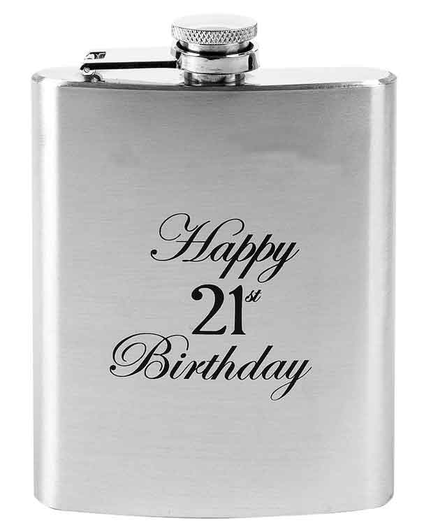 HIP FLASK MATTE  210ML [DE:HAPPY 21ST BIRTHDAY]