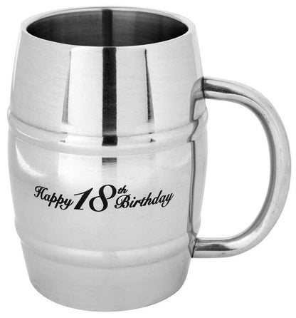 TANKARD STAINLESS STEEL 400ML [DE:HAPPY 18TH BIRTHDAY]