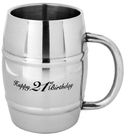 TANKARD STAINLESS STEEL 400ML [DE:HAPPY 21ST BIRTHDAY]