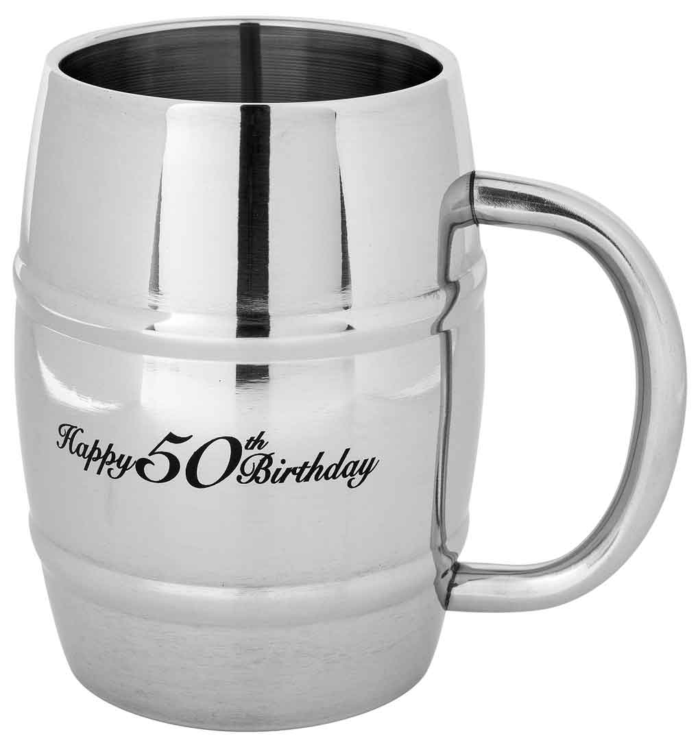 TANKARD STAINLESS STEEL 400ML [DE:HAPPY 50TH BIRTHDAY]