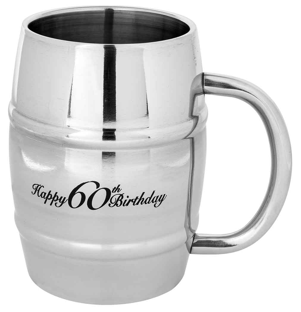 TANKARD STAINLESS STEEL 400ML [DE:HAPPY 60TH BIRTHDAY]