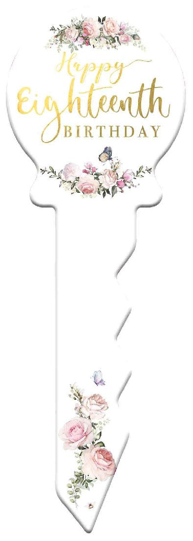 BIRTHDAY KEY. [DE:18TH PRETTY FLORAL]