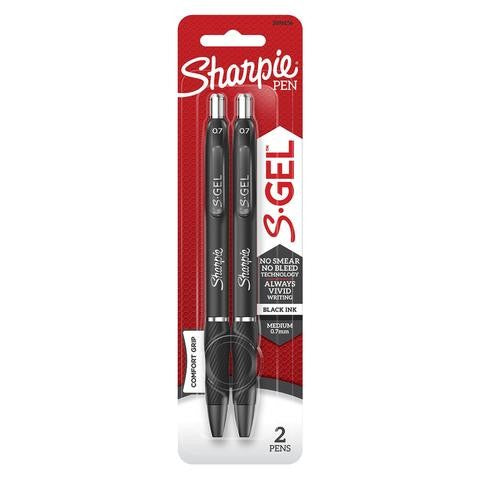 PEN SHARPIE RETRACTABLE GEL PEN POINT 0.7MM BLACK PACK 2