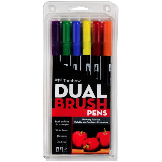 TOMBOW DUAL BRUSH PEN SET 6 PRIMARY