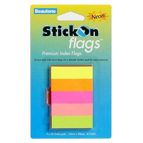 STICK ON FLAGS BEAUTONE 15X50 NEON
