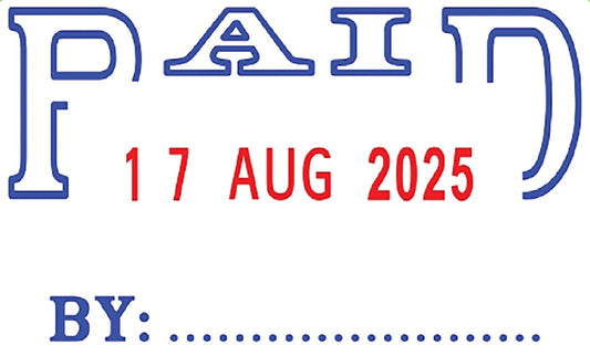 STAMP DESKMATE SELF INKING PAID/ DATE BLUE/RED
