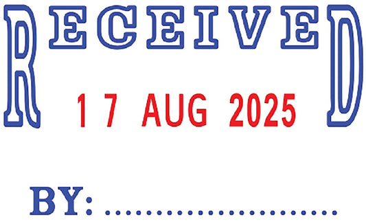 STAMP DESKMATE SELF INKING RECEIVED/ DATE BLUE/RED
