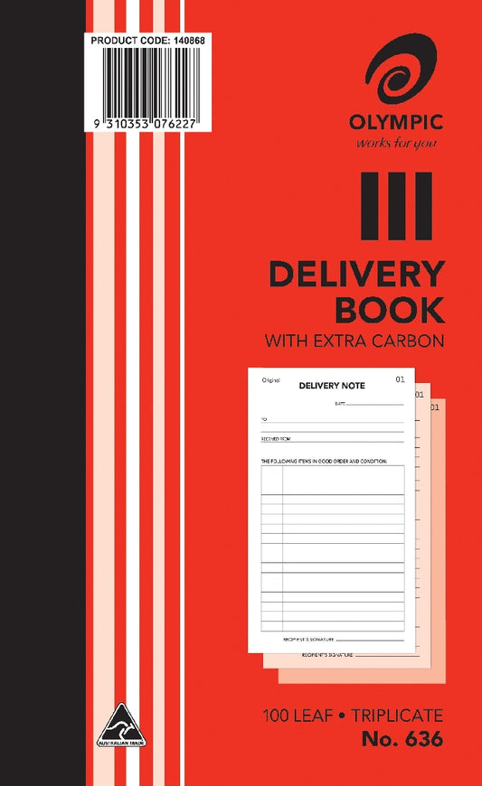 DELIVERY BOOK OLYMPIC 636 TRIPLICATE 8X5 100LF