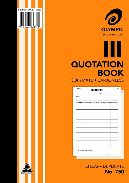 QUOTE BOOK OLYMPIC 750 DUPLICATE CARBONLESS A4
