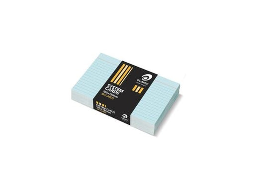 SYSTEM CARDS OLYMPIC 6X4 RULED BLUE PK100