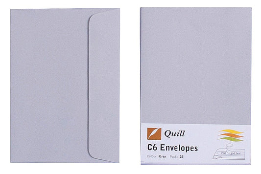ENVELOPE QUILL C6 80GSM GREY PACK25